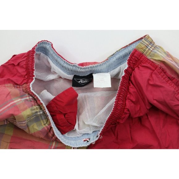 Vtg 90s Hobie Surfing Mens XL Faded Color Block Lined Shorts Swim Trunks Plaid - Picture 6 of 9
